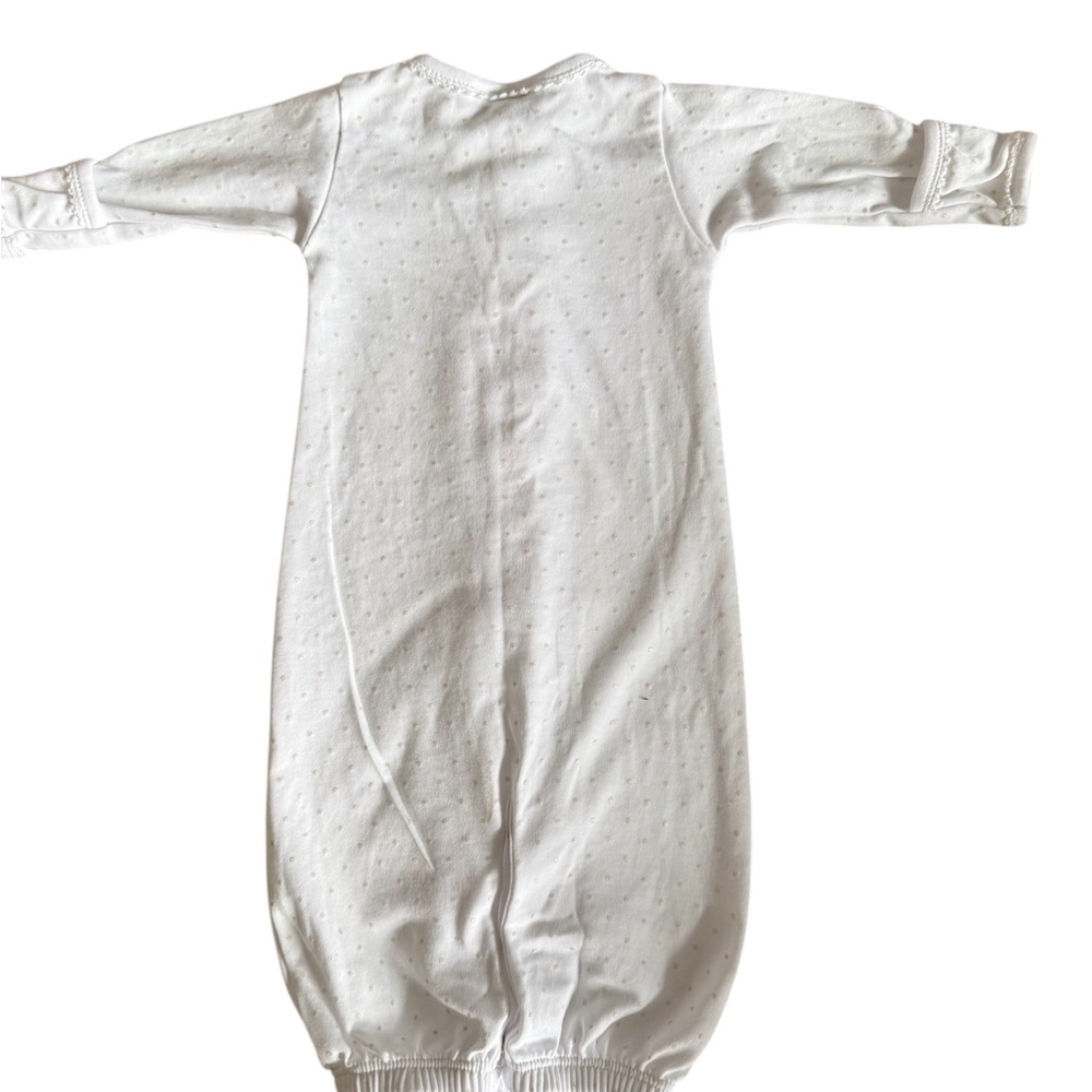 Magnolia baby Newborn daygown. Neutral white with cream dot embroidery.